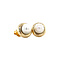 vintage Gold solitaire stud earrings with pearl 14 kt
