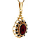 vintage Gouden entourage hanger met granaat 14 krt