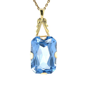 Gold pendant with blue spinel 14 kt