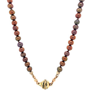 Pearl necklace with gold clasp 14 krt