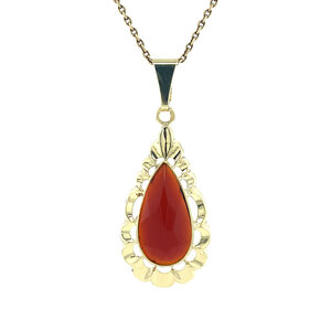 Gold pendant with carnelian 14 krt