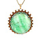 vintage Gouden hanger/broche met jade en parel 14 krt