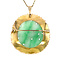vintage Gouden hanger/broche met jade en parel 14 krt