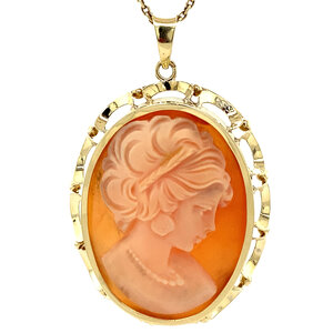 Gold pendant with cameo 14 kt
