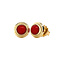 vintage Gouden solitair oorstekers met bloedkoraal 14 krt