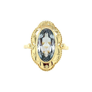 Gouden ring met blauwe spinel 14 krt