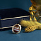 vintage Gouden ring met streepagaat 14 krt