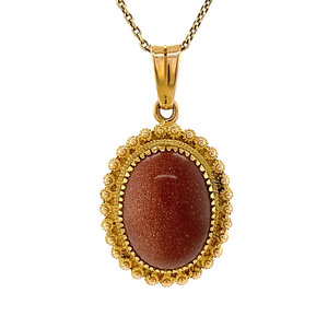 Gold pendant with gold stone 14 krt