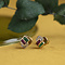 vintage Gold stud earrings with diamond, emerald and ruby 18 kt