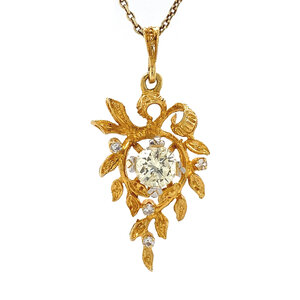 Gouden hanger met spinel en diamant 18 krt