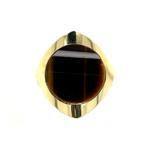 Gold ring with tiger's eye 14 kt
