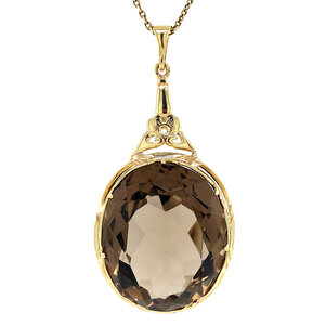 Golden pendant with smoky topaz 14 kt