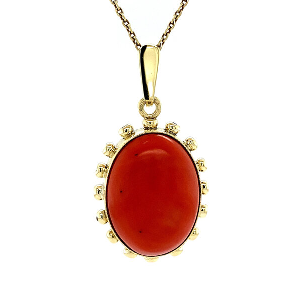 vintage Gold pendant with blood coral 14 kt