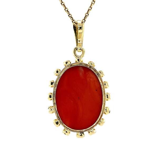 vintage Gold pendant with blood coral 14 kt