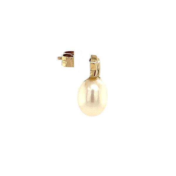 vintage Gouden oorstekers met parel en zirkonia 14 krt