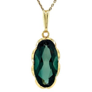 Gold pendant with green spinel 14 krt