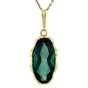 Gold pendant with green spinel 14 kt