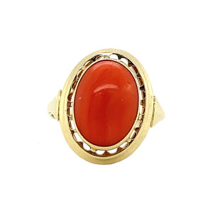 Gold ring with blood coral 14 krt