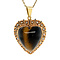 vintage Gold entourage heart pendant with tiger's eye and pearls 14 kt