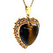 vintage Gold entourage heart pendant with tiger's eye and pearls 14 kt