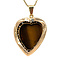 vintage Gold entourage heart pendant with tiger's eye and pearls 14 kt