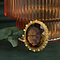 vintage Gouden hanger met bruin glas 14 krt