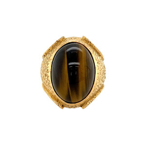 Gold ring with tiger's eye 20 kt