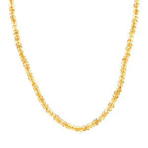 Citrine necklace with golden ball clasp 14 kt