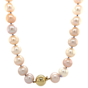 Parel collier met gouden bolsluiting 14 krt