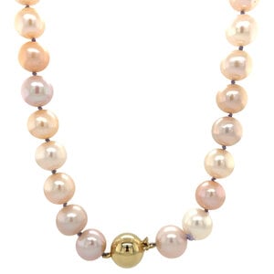 Pearl necklace with gold ball clasp 45 cm 14 krt