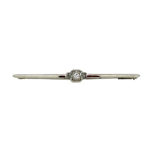 White gold brooch with diamond 14 kt