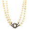 vintage Parel collier met witgouden diamant sluiting 14 krt