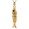 vintage Gold pendant fish with green glass 18 krt