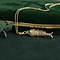 vintage Gouden vis hanger met kleursteen 18 krt
