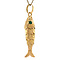 vintage Gold pendant fish with green glass 18 krt