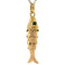 vintage Gold pendant fish with green glass 18 krt