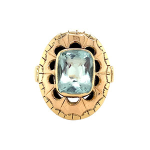 Gold ring with aquamarine 14 krt