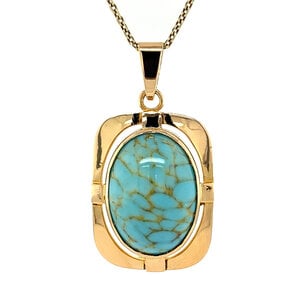 Gold pendant with turquoise 14 krt