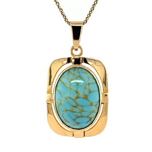 Gold pendant with turquoise 14 kt