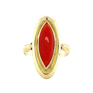 Gold ring with blood coral 14 carat