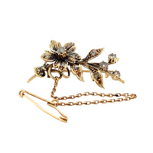 Gouden broche met roosdiamant 14 krt