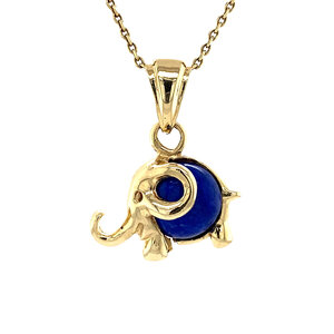 Gold elephant pendant with sodalite 14 krt