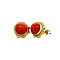 vintage Gold solitaire stud earrings with blood coral 14 kt