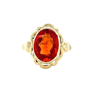 Gouden ring met oranje saffier 14 krt