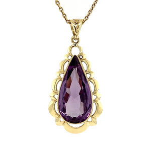 Gold pendant with purple sapphire 14 krt