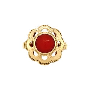 Gold ring with blood coral 14 krt