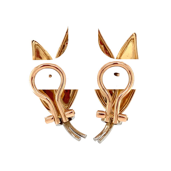 vintage Gouden oorstekers met diamant 18 krt