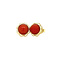 vintage Gold solitaire ear studs with blood coral 14 krt