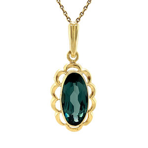 Gold pendant with green spinel 14 krt