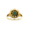 vintage Gouden entourage ring met groen glas 14 krt